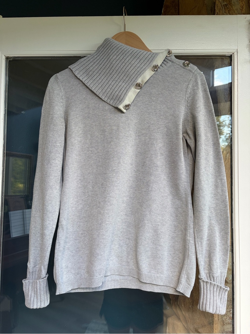 Banana Republic Gray Snap Turtleneck Cotton Sweater M